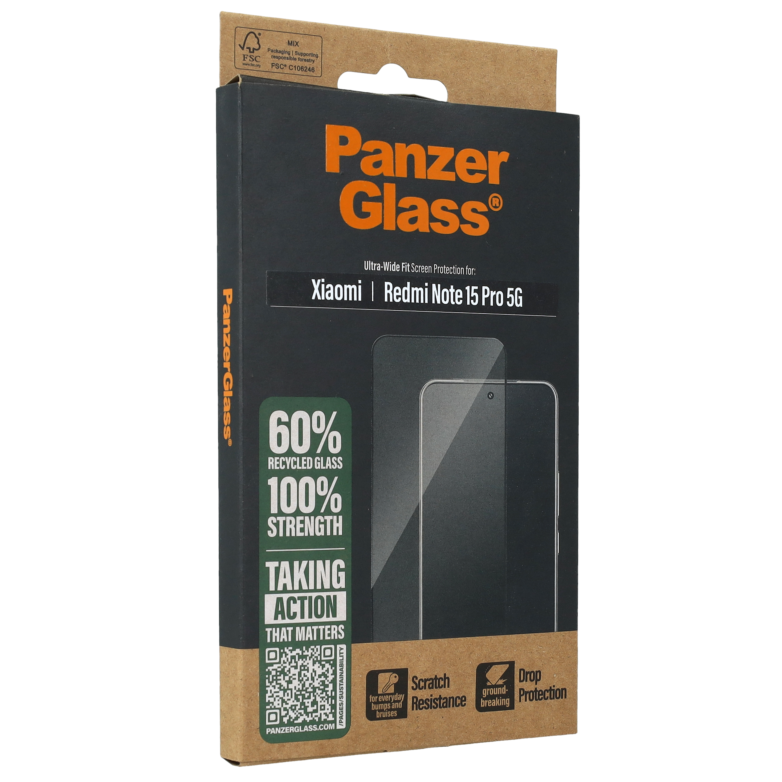 Szkło hartowane PanzerGlass Ultra-Wide Fit do Xiaomi Redmi Note Pro 15 5G, przezroczyste
